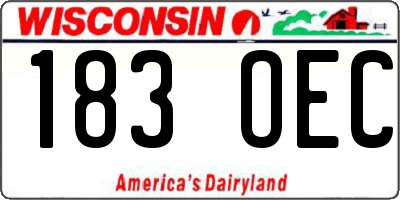 WI license plate 183OEC
