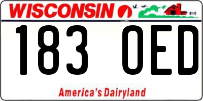 WI license plate 183OED