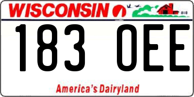 WI license plate 183OEE