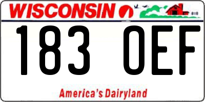 WI license plate 183OEF