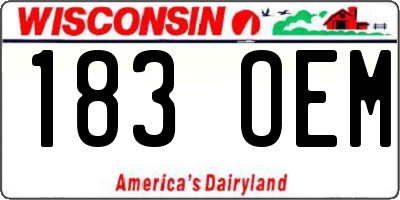 WI license plate 183OEM