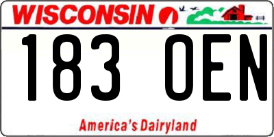 WI license plate 183OEN