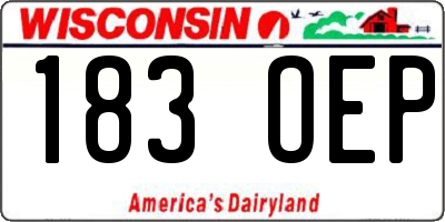 WI license plate 183OEP
