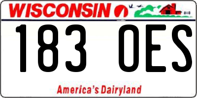 WI license plate 183OES