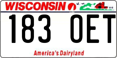 WI license plate 183OET