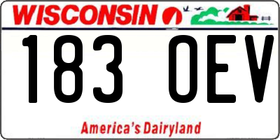WI license plate 183OEV