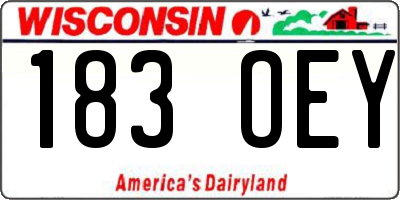 WI license plate 183OEY