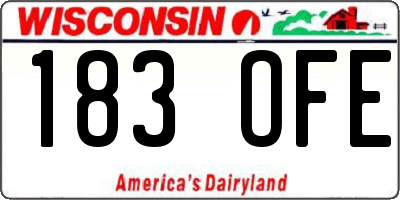 WI license plate 183OFE