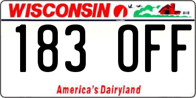 WI license plate 183OFF