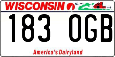 WI license plate 183OGB