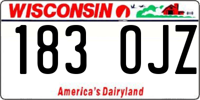 WI license plate 183OJZ