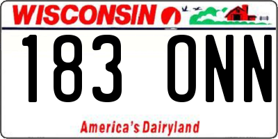 WI license plate 183ONN