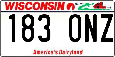 WI license plate 183ONZ