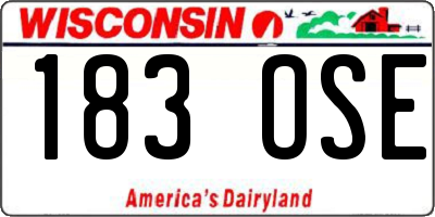 WI license plate 183OSE