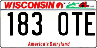 WI license plate 183OTE