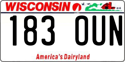 WI license plate 183OUN