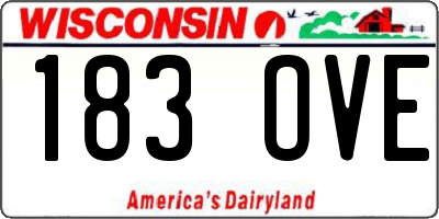 WI license plate 183OVE