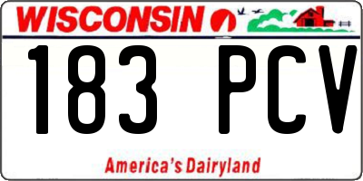 WI license plate 183PCV