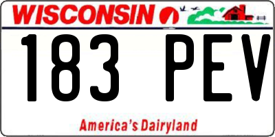 WI license plate 183PEV