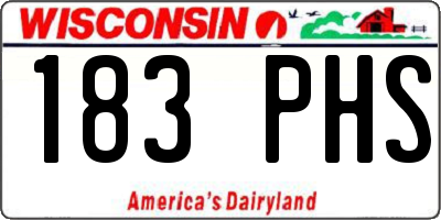 WI license plate 183PHS