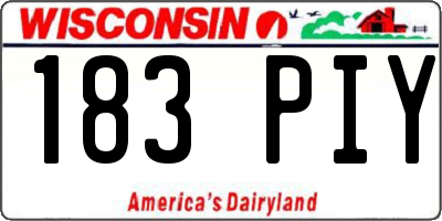 WI license plate 183PIY