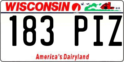 WI license plate 183PIZ