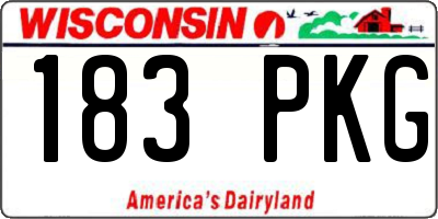 WI license plate 183PKG