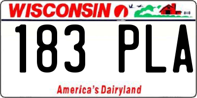 WI license plate 183PLA