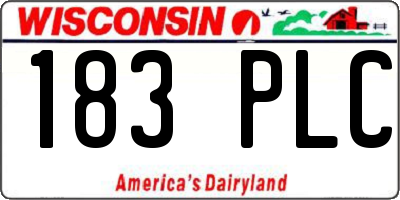 WI license plate 183PLC