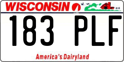 WI license plate 183PLF