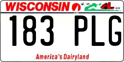 WI license plate 183PLG