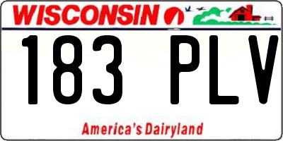 WI license plate 183PLV