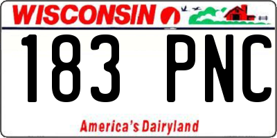 WI license plate 183PNC