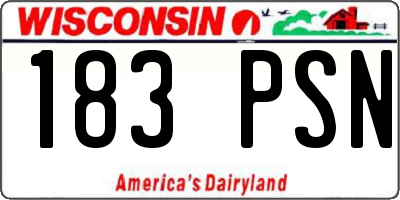 WI license plate 183PSN