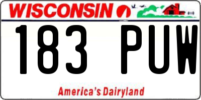 WI license plate 183PUW