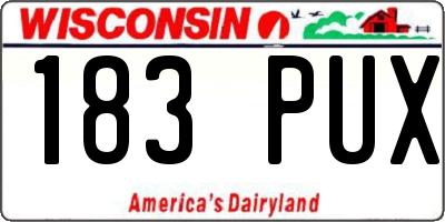 WI license plate 183PUX