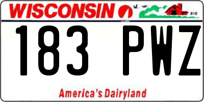 WI license plate 183PWZ