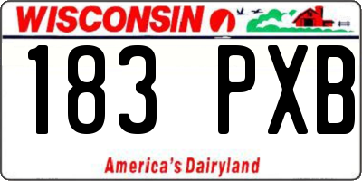 WI license plate 183PXB