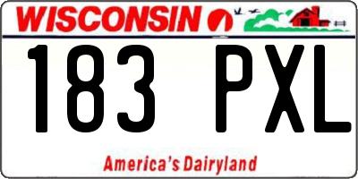 WI license plate 183PXL