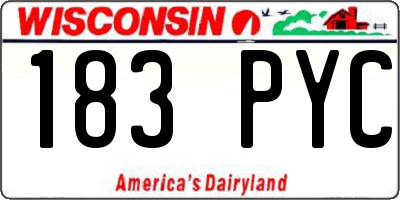 WI license plate 183PYC