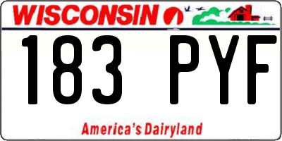 WI license plate 183PYF