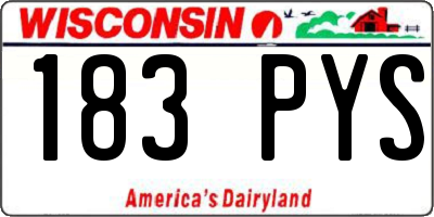 WI license plate 183PYS