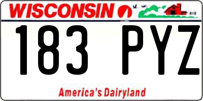 WI license plate 183PYZ