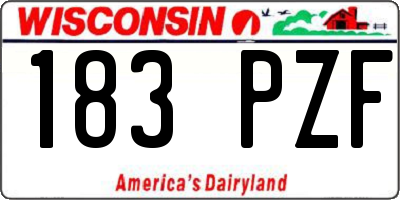 WI license plate 183PZF