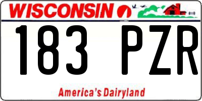 WI license plate 183PZR