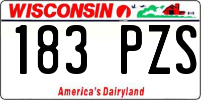 WI license plate 183PZS