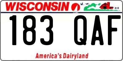 WI license plate 183QAF
