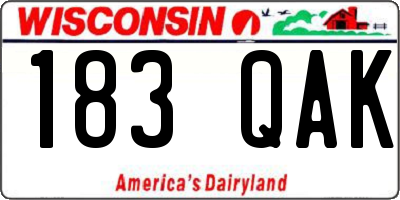 WI license plate 183QAK