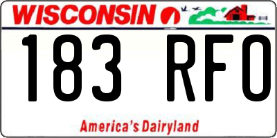WI license plate 183RFO