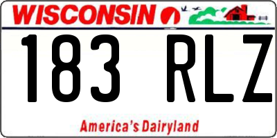 WI license plate 183RLZ